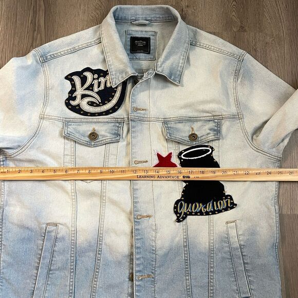 PYFD Vintage Denim Jacket Mens 2XL Guardian Angel King Streetwear Rock Hip Hop - Picture 12 of 16